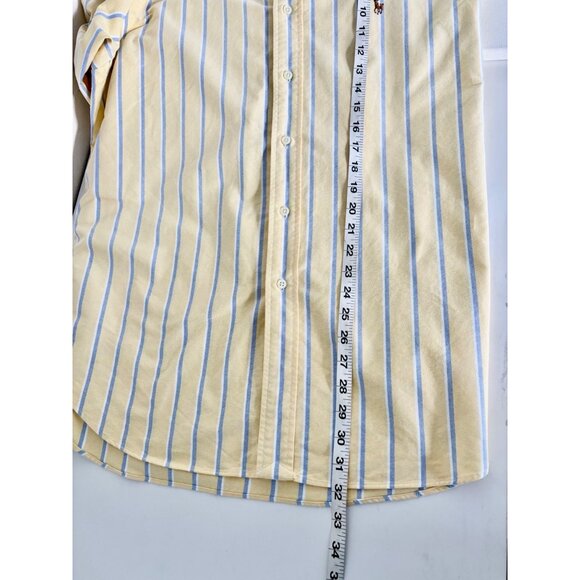 Ralph Lauren Shirt XXL Classic Fit Yellow Blue Stripe Oxford Preppy Old Money - Picture 11 of 16